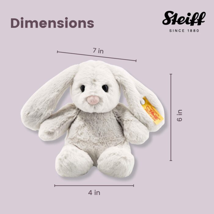 Steiff Hoppie Hase hellgrau, Plüschtier Hase mit Schlappohren, Soft Cuddly Friends, flauschiges Stofftier zum Kuscheln - Image 2