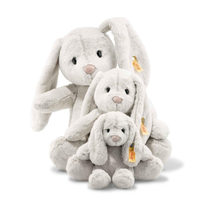 Steiff Hoppie Hase hellgrau, Plüschtier Hase mit Schlappohren, Soft Cuddly Friends, flauschiges Stofftier zum Kuscheln - Image 5