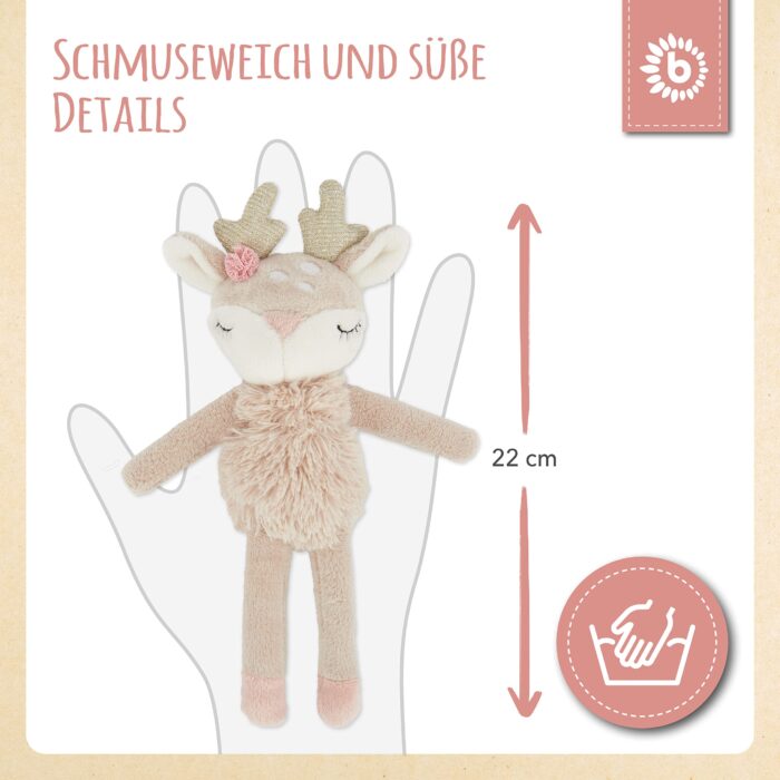 Bieco Kuscheltier Reh mit Rassel | Baby Kuscheltier ab 0 Monate Stofftier Baby Plüschtier Reh rentier - Image 5