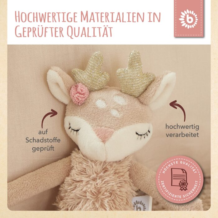 Bieco Kuscheltier Reh mit Rassel | Baby Kuscheltier ab 0 Monate Stofftier Baby Plüschtier Reh rentier - Image 4